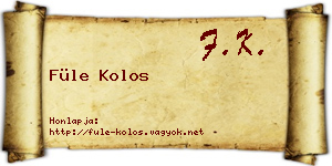 Füle Kolos névjegykártya
